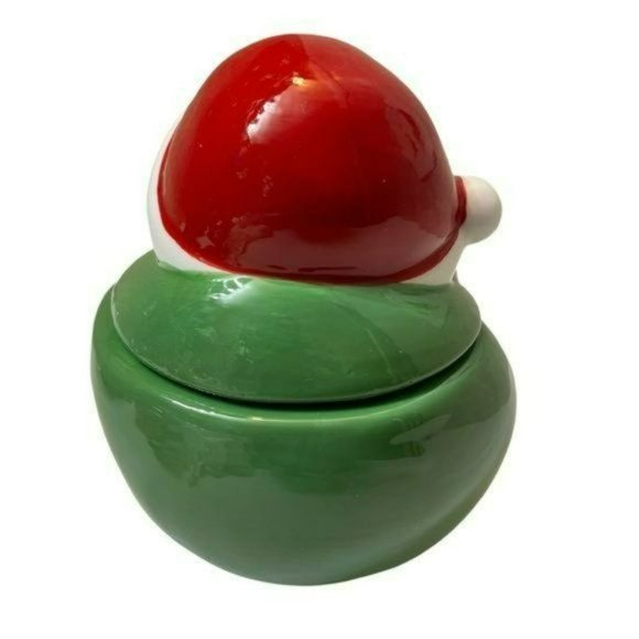 Holiday Time Ceramic Santa‎ Cookie Jar Christmas Holiday Decor 6.5in - Picture 3 of 8